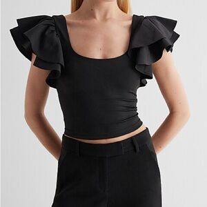 Express Black Ruffle Sleeve Blouse